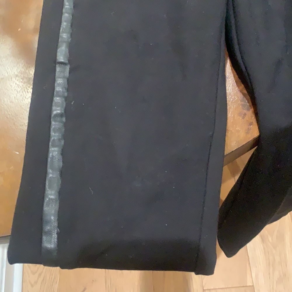 Ivanka Trump black work pants, leather side stripe